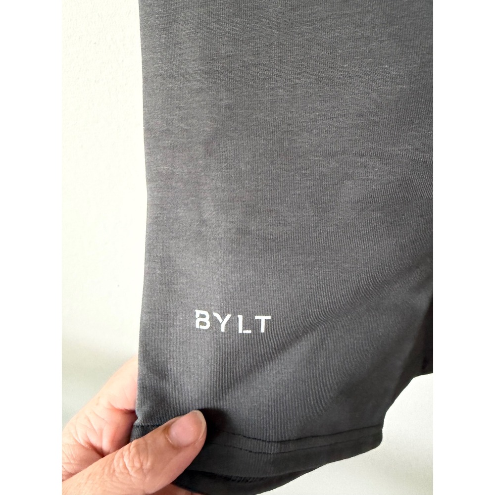 Minimalist Streetwear BYLT Drop-Cut Lux T-Shirt Small Charcoal Grey Curved Hem - Picture 7 of 11